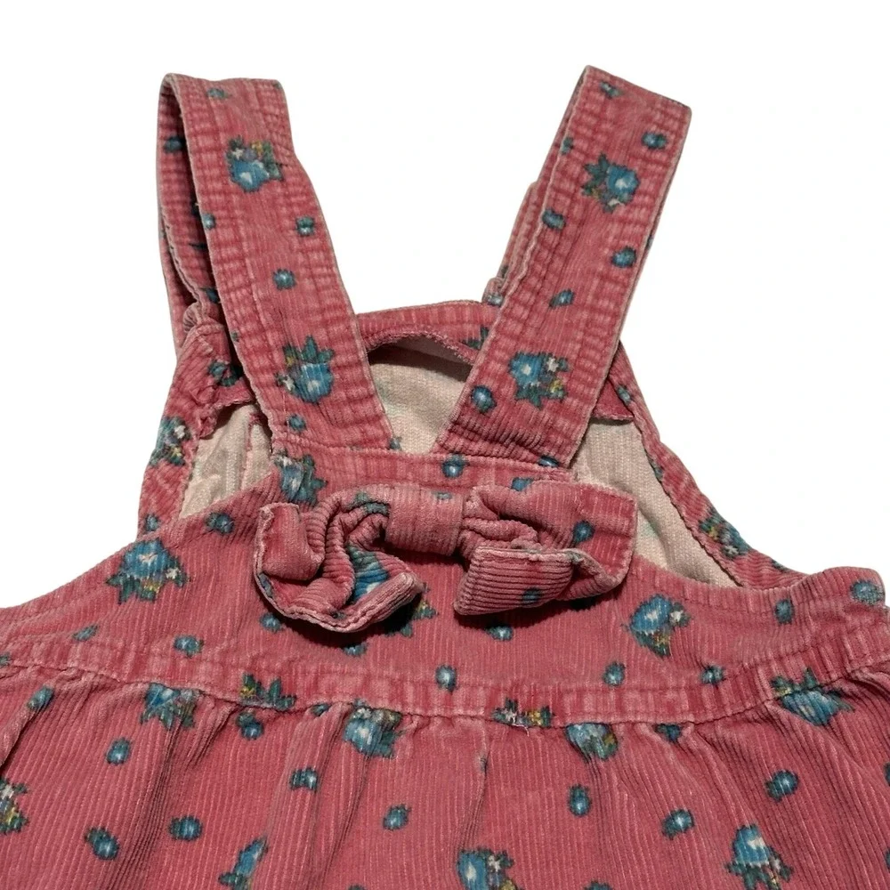 Vintage 90's Oshkosh B'gosh Pink Blue Floral Jumper Dress 4 Corduroy‎ Union Made